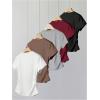 image:imageGirls 5 Packs T Shirts Short Sleeve Ruched Tee Tops Summer Fitted Crewneck Basic TopMulticolor