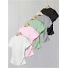 image:imageGirls 5 Packs T Shirts Short Sleeve Ruched Tee Tops Summer Fitted Crewneck Basic TopWhite Pink Green Grey Black