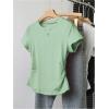 image:imageGirls 5 Packs T Shirts Short Sleeve Ruched Tee Tops Summer Fitted Crewneck Basic TopWhite Pink Green Grey Black