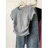 image:imageGirls 5 Packs T Shirts Short Sleeve Ruched Tee Tops Summer Fitted Crewneck Basic TopWhite Pink Grey Black Red