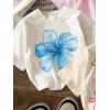 image:imageGirls Bow Cherry Graphic Tees Short Sleeve Crewneck Cute T Shirts Tops for Teens Summer TopsBeige White Pink