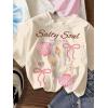 image:imageGirls Bow Cherry Graphic Tees Short Sleeve Crewneck Cute T Shirts Tops for Teens Summer TopsBeige White Pink