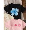image:imageGirls Bow Cherry Graphic Tees Short Sleeve Crewneck Cute T Shirts Tops for Teens Summer TopsBlack Beige Pink