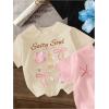 image:imageGirls Bow Cherry Graphic Tees Short Sleeve Crewneck Cute T Shirts Tops for Teens Summer TopsBlack Beige Pink