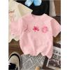 image:imageGirls Bow Cherry Graphic Tees Short Sleeve Crewneck Cute T Shirts Tops for Teens Summer TopsBlack Beige Pink