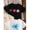 image:imageGirls Bow Cherry Graphic Tees Short Sleeve Crewneck Cute T Shirts Tops for Teens Summer TopsBlack Beige White