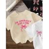 image:imageGirls Bow Cherry Graphic Tees Short Sleeve Crewneck Cute T Shirts Tops for Teens Summer TopsBlack White Beige