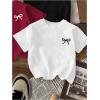 image:imageGirls Bow Cherry Graphic Tees Short Sleeve Crewneck Cute T Shirts Tops for Teens Summer TopsBlack White Red