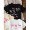 image:imageGirls Bow Cherry Graphic Tees Short Sleeve Crewneck Cute T Shirts Tops for Teens Summer TopsBow Black Beige White