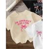 image:imageGirls Bow Cherry Graphic Tees Short Sleeve Crewneck Cute T Shirts Tops for Teens Summer TopsBow Black Beige White