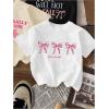 image:imageGirls Bow Cherry Graphic Tees Short Sleeve Crewneck Cute T Shirts Tops for Teens Summer TopsBow Black Beige White