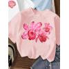 image:imageGirls Bow Cherry Graphic Tees Short Sleeve Crewneck Cute T Shirts Tops for Teens Summer TopsFloral Multicolor