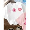 image:imageGirls Bow Cherry Graphic Tees Short Sleeve Crewneck Cute T Shirts Tops for Teens Summer TopsFloral Multicolor