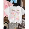 image:imageGirls Bow Cherry Graphic Tees Short Sleeve Crewneck Cute T Shirts Tops for Teens Summer TopsFloral White Pink Black