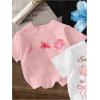 image:imageGirls Bow Cherry Graphic Tees Short Sleeve Crewneck Cute T Shirts Tops for Teens Summer TopsFloral White Pink Black