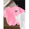 image:imageGirls Bow Cherry Graphic Tees Short Sleeve Crewneck Cute T Shirts Tops for Teens Summer TopsWhite Pink Black