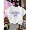 image:imageGirls Bow Cherry Graphic Tees Short Sleeve Crewneck Cute T Shirts Tops for Teens Summer TopsWhite Purple White