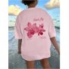 image:imageGirls Bowknot Letter Graphic Tee Round Neck Short Sleeve Cute Tops Loose T ShirtPink