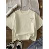 image:imageGirls Bowknot Letter Graphic Tshirt Short Sleeve Crew Neck Cute Summer Tee TopsApricot
