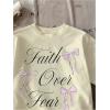 image:imageGirls Bowknot Letter Graphic Tshirt Short Sleeve Crew Neck Cute Summer Tee TopsApricot