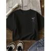 image:imageGirls Bowknot Letter Graphic Tshirt Short Sleeve Crew Neck Cute Summer Tee TopsBlack