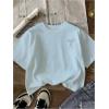image:imageGirls Bowknot Letter Graphic Tshirt Short Sleeve Crew Neck Cute Summer Tee TopsLight Blue
