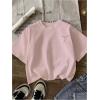 image:imageGirls Bowknot Letter Graphic Tshirt Short Sleeve Crew Neck Cute Summer Tee TopsPink
