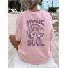 image:imageGirls Bowknot Letter Graphic Tshirt Short Sleeve Crew Neck Cute Summer Tee TopsPurple and Pink