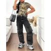 image:imageGirls Camo Crop Tight Shirts Branch Print Short Sleeve Slim Fitted TShirtArmy Green