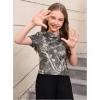 image:imageGirls Camo Print Short Sleeve Tee Shirt Crew Neck Summer Casual Tee TopsGreen