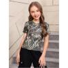 image:imageGirls Camo Print Short Sleeve Tee Shirt Crew Neck Summer Casual Tee TopsGreen