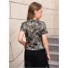image:imageGirls Camo Print Short Sleeve Tee Shirt Crew Neck Summer Casual Tee TopsGreen