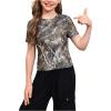 image:imageGirls Camo Print Short Sleeve Tee Shirt Crew Neck Summer Casual Tee TopsGreen