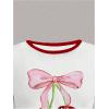 image:imageGirls Cherry Bow Crop Shirts Cute Short Sleeve Graphic Tees Summer Crew Neck Tight T ShirtWhite