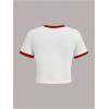 image:imageGirls Cherry Bow Crop Shirts Cute Short Sleeve Graphic Tees Summer Crew Neck Tight T ShirtWhite