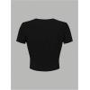 image:imageGirls Floral Graphic Crop Tops Tees Short Sleeve Crewneck Cute Slim Fit T Shirt Summer TopsBlack