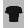 image:imageGirls Floral Graphic Crop Tops Tees Short Sleeve Crewneck Cute Slim Fit T Shirt Summer TopsBlack Blue