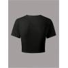 image:imageGirls Floral Graphic Crop Tops Tees Short Sleeve Crewneck Cute Slim Fit T Shirt Summer TopsDeep Blue Black