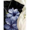 image:imageGirls Floral Graphic Crop Tops Tees Short Sleeve Crewneck Cute Slim Fit T Shirt Summer TopsDeep Blue Black