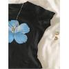 image:imageGirls Floral Graphic Crop Tops Tees Short Sleeve Crewneck Cute Slim Fit T Shirt Summer TopsFloral Black