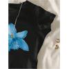 image:imageGirls Floral Graphic Crop Tops Tees Short Sleeve Crewneck Cute Slim Fit T Shirt Summer TopsFlower Black
