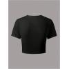 image:imageGirls Floral Graphic Crop Tops Tees Short Sleeve Crewneck Cute Slim Fit T Shirt Summer TopsFlower Black