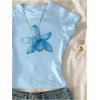 image:imageGirls Floral Graphic Crop Tops Tees Short Sleeve Crewneck Cute Slim Fit T Shirt Summer TopsHibiscus Blue