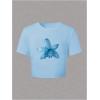 image:imageGirls Floral Graphic Crop Tops Tees Short Sleeve Crewneck Cute Slim Fit T Shirt Summer TopsHibiscus Blue