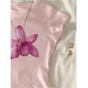 image:imageGirls Floral Graphic Crop Tops Tees Short Sleeve Crewneck Cute Slim Fit T Shirt Summer TopsLight Pink