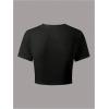 image:imageGirls Floral Graphic Crop Tops Tees Short Sleeve Crewneck Cute Slim Fit T Shirt Summer TopsPink Hibiscus Black
