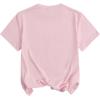 image:imageGirls Graphic Tee Shirt Short Sleeve Round Neck Preppy Casual Trendy Cute Summer TopsBow Graphic Pink