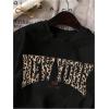 image:imageGirls Graphic Tee Shirt Short Sleeve Round Neck Preppy Casual Trendy Cute Summer TopsCheetah Black
