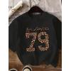 image:imageGirls Graphic Tee Shirt Short Sleeve Round Neck Preppy Casual Trendy Cute Summer TopsCheetah Letter Black