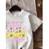 image:imageGirls Graphic Tee Shirt Short Sleeve Round Neck Preppy Casual Trendy Cute Summer TopsFloral White
